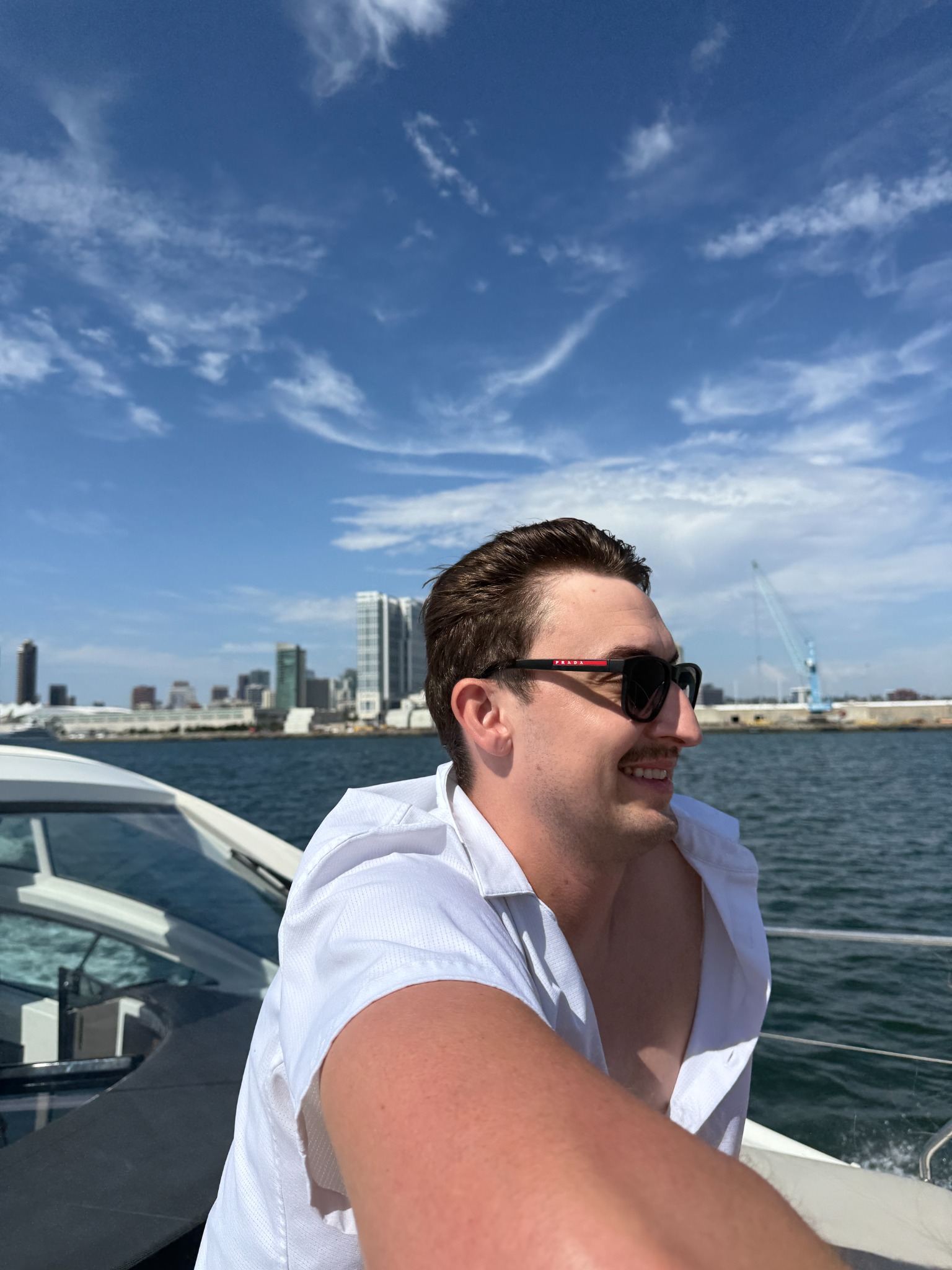 Gabe Kowalsky on a boat